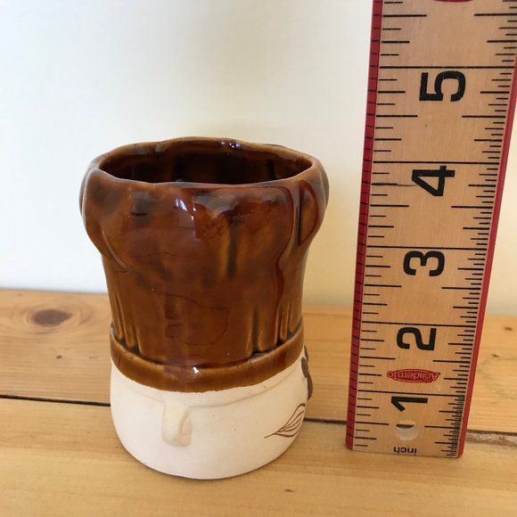 Takahashi Le Chef Stoneware Pottery Coffee Mug Vintage Face Cup Brown Glaze - Picture 4 of 7